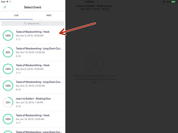 Tap the event in the list.
