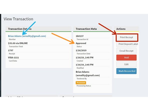 Click the &quot;Print Receipt&quot; button to print a receipt.