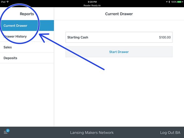 Tap &quot;Current Drawer&quot;