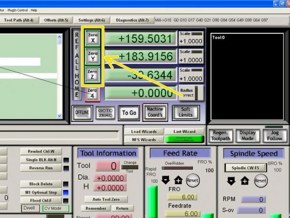 When homing is complete, X Y and Z should be green on the Mach3 DROs.