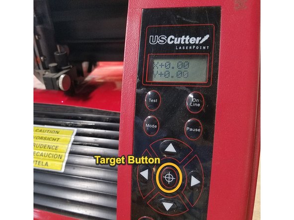 It's helpful to note the small red laser dot directly under the cutter when aligning the head and media.