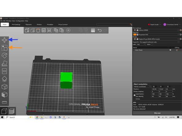 The left tool bar has tools for fine manipulation of a single object. You must have an object selected to use most of these tools. to select an object left click it and it will highlight green like the first image.