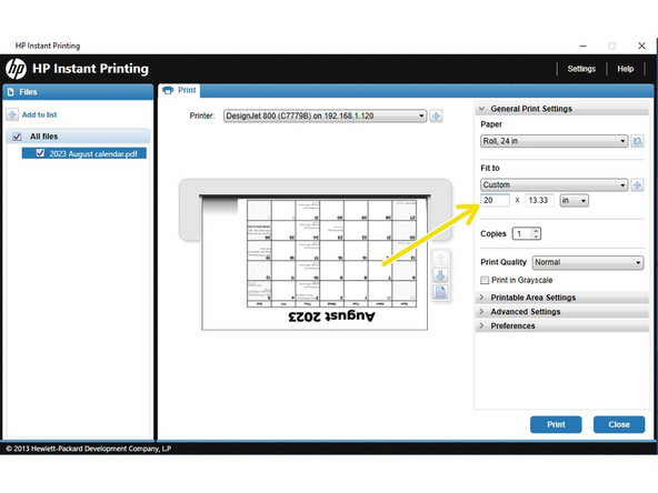 "As specified by the file" to print by the file settings.