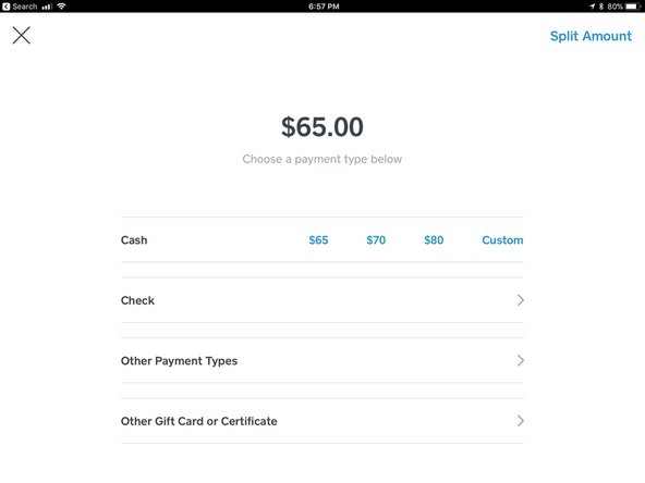 Accept the customer's card, check, or cash.