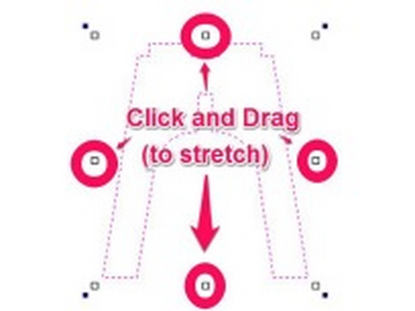 To STRETCH your path, click and drag one of the four handles  on the SIDES of your path.