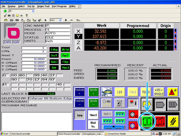 Navigate to the &quot;Macros&quot; directory and select the &quot;Spindle Warmup&quot; program.
