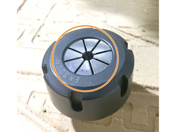 The collect is installed correctly when the collet is flush with the face of the collet nut.