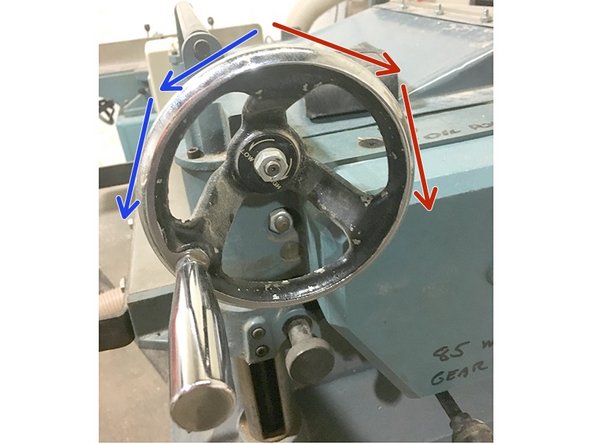 Turn the adjusting wheel counter clockwise to lower the bed and produce a thicker piece.