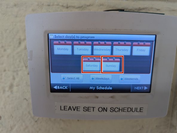 Select the days you would like to edit, in this case we selected Sat and Sun, then hit NEXT