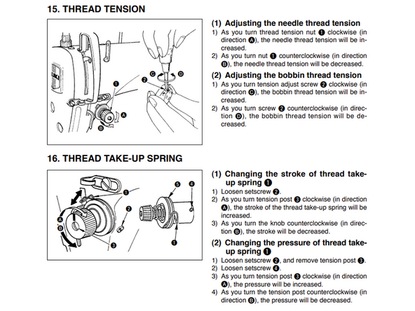Use the dials to adjust stitch length and upper tension according to the manual for the machine you are using.