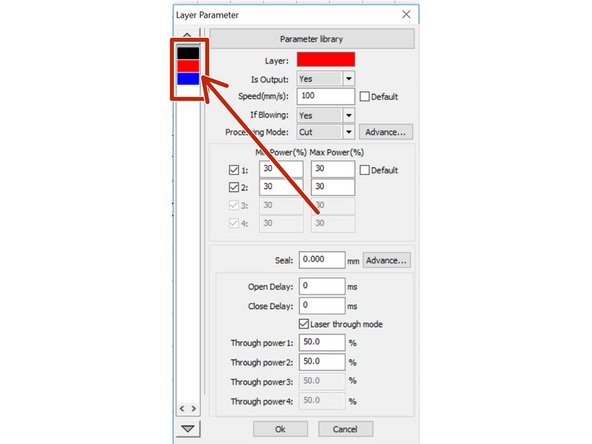 To jump between layers, you can click the layer swatches on the left hand side of the layer properties dialog.
