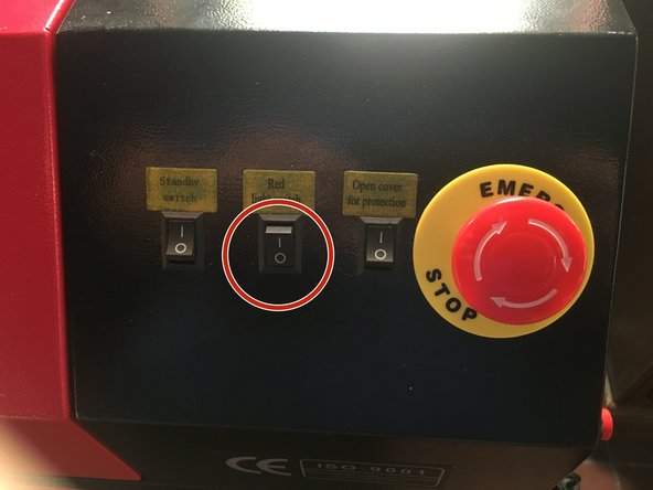 Turn off the pointing laser switch.