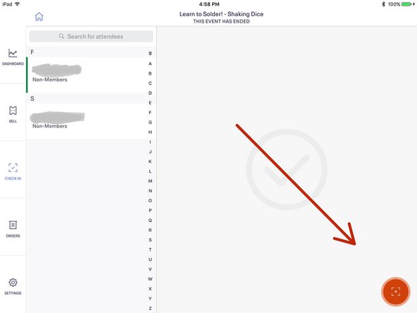 Tap the QR reader icon to start up the camera.