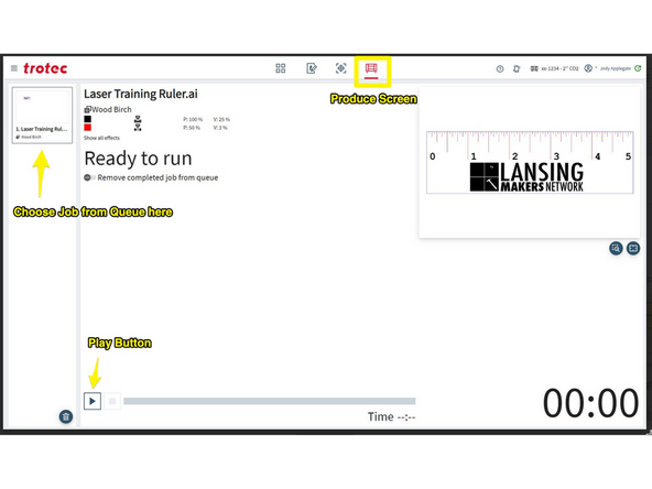 Click the Produce Tab, and wait for the action window to pop up.