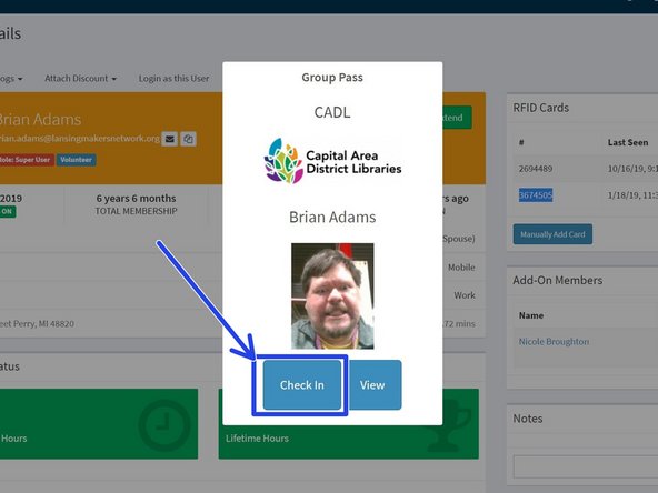 Swipe the member's ID card.