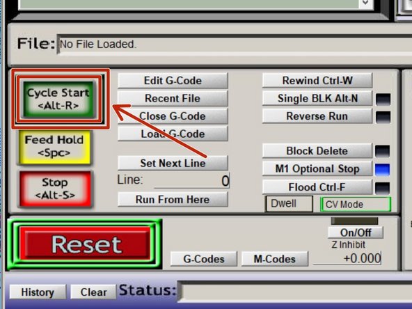 Click &quot;CYCLE START&quot; to start your program running.