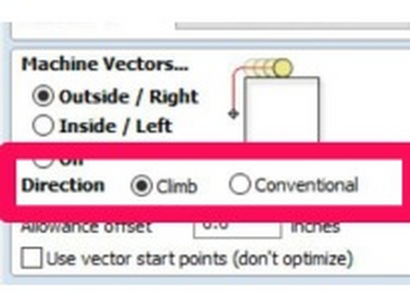 Choose the machining direction.