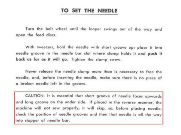 The needles for this machine are bonis type A . Size 12 is used for most applications. The manual calls for different needles, but the arm has been adjusted to use bonis needles.