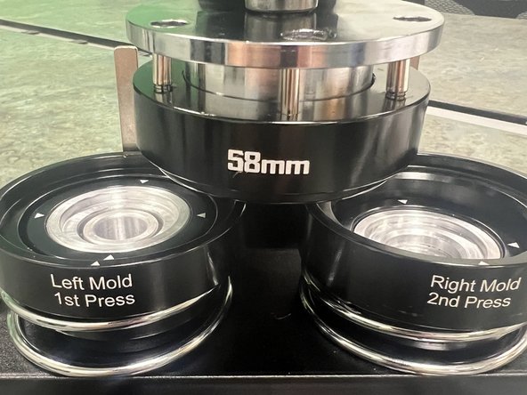If everything is setup correctly, you should be able to slide the tray left and right under top mold.  If you’re not able to align either mold check that the top mold’s pin is in between the lower molds.