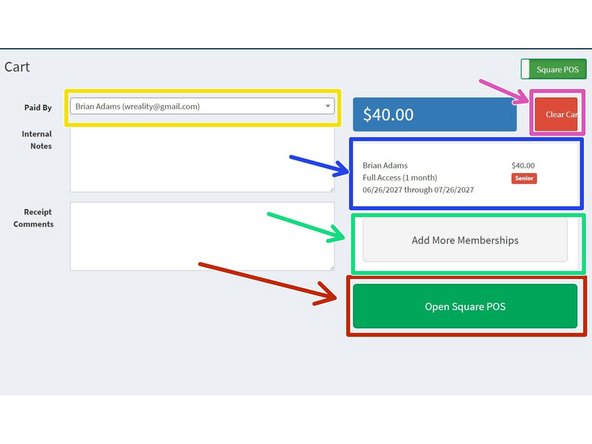 If someone other than the member is paying for this transaction, select their user account in the &quot;Paid By&quot; box.