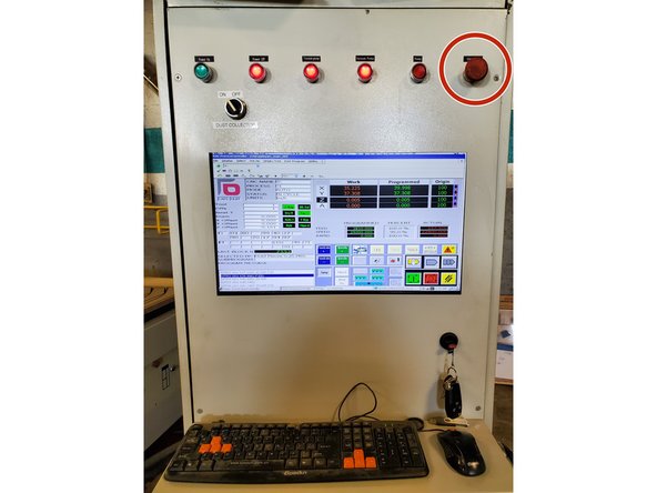 At the upper right of the main control panel.