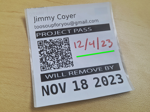 Calculate a &quot;Red-Tag&quot; date. This date will be two weeks out from the date you scanned the parking pass.