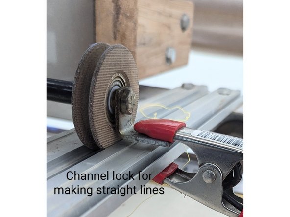 The channel lock can be held down with the clamps to make straight lines.