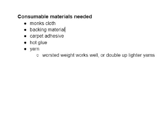 Backing- Fabric of material used to finish the rug. This can be utility fabric, like hobnob, felt, leather