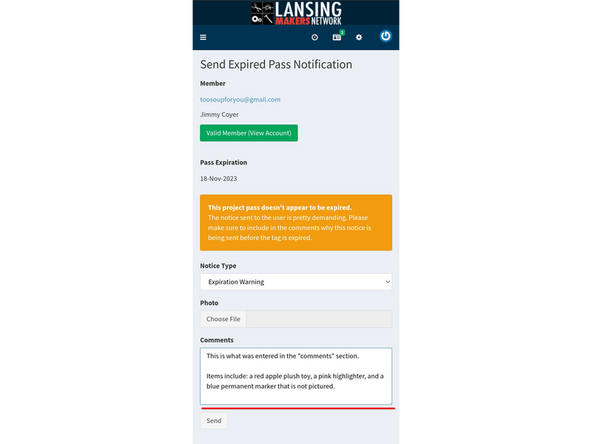 Enter additional information in the &quot;Comments&quot; section.