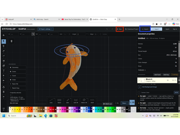 Launching your preferred internet Browser and going to www.stitchslop.com, Launches stitchslop, open source embroidery software that can convert images to embroidery designs. it should look like the first image.