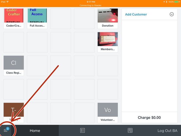 Tap the hamburger icon in the bottom left of the screen to open the menu