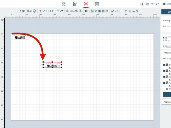 The black crosshair is the location of the laser head on the bed of laser.