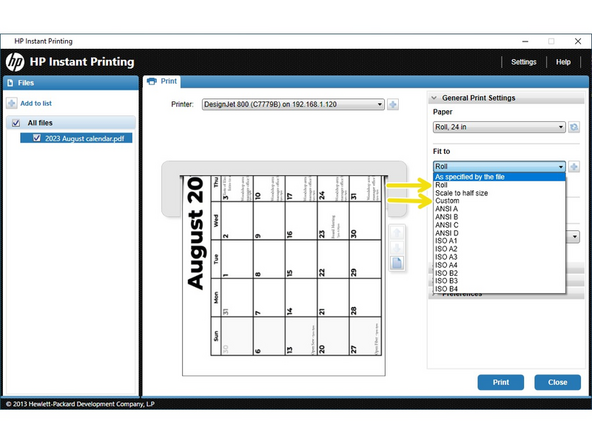 Click the 'Fit to' drop-down menu and then click: