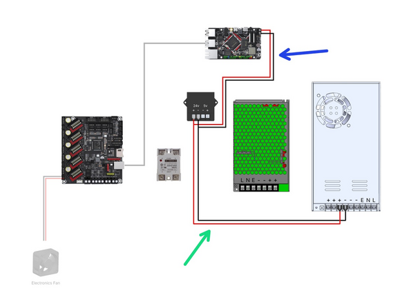 Wire the power converter and BTT Pi as shown.