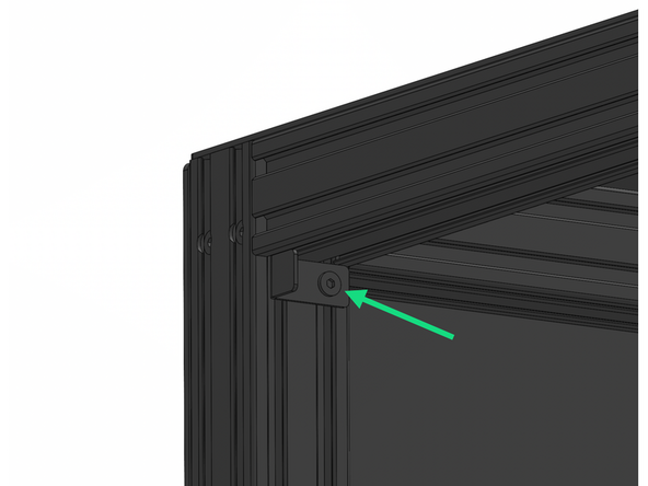 Install the 4 door latches to the front left extrusion with M5x6mm bolts and M5 T-nuts.