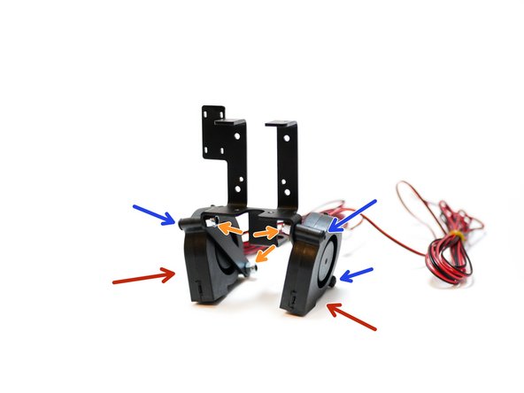 Secure to it the two 50mm blower fans as shown.