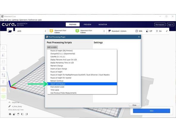 In the box that opens, go to Add a script -> Search and Replace