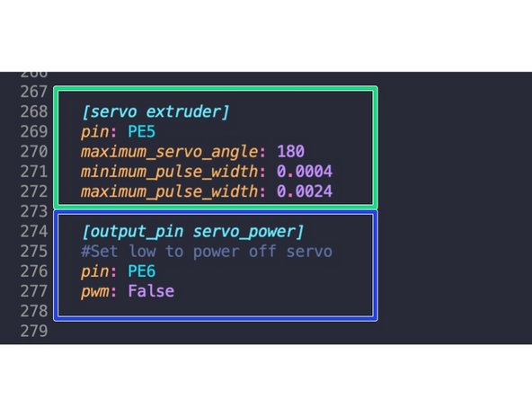 Create a section named [servo extruder]