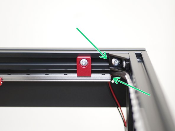 Align the front edge of the rail with the front corner bracket.