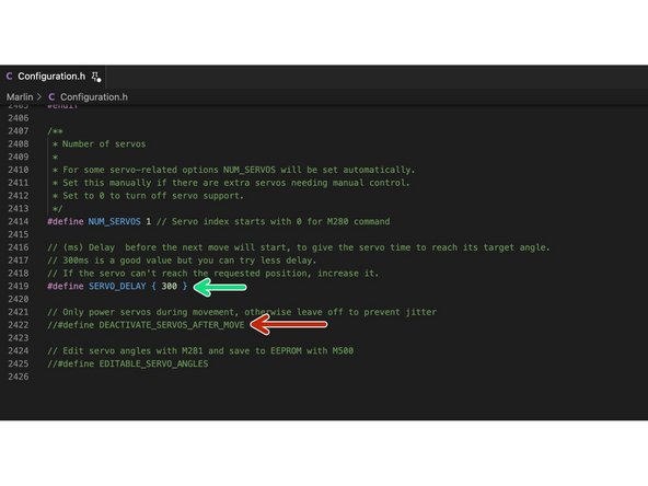 Set servo delay to 300.