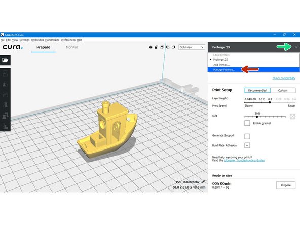 Click the down arrow next to the printer name.