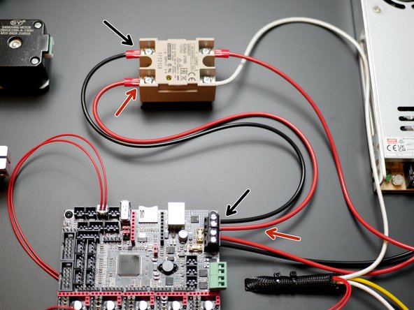 Wire the signal cables from the control board to the other side of the SSR as shown.