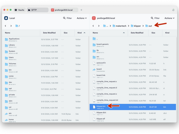 Navigate to the klipper.bin file by going to: