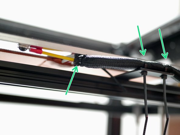Use cable ties to secure the sleeving to the cable relief bracket.