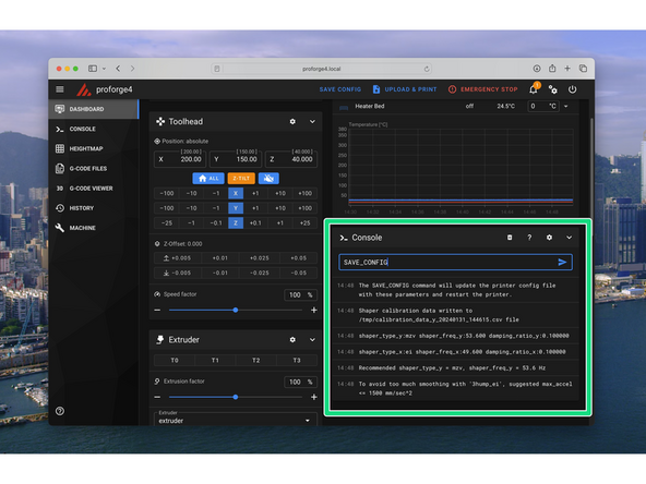 In the Console in Mainsail send the following commands: