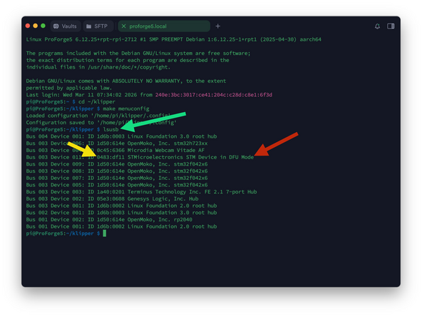 Verify DFU mode by sending this command: