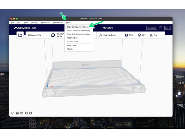 After setting up Cura go to Help and then Show Configuration Folder