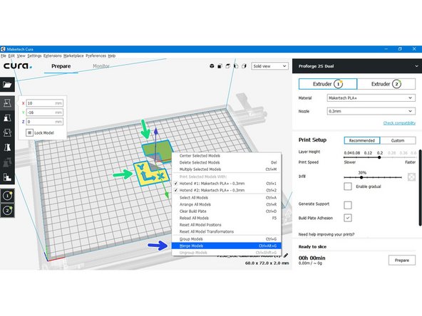 Hold shift and select both parts of the model.