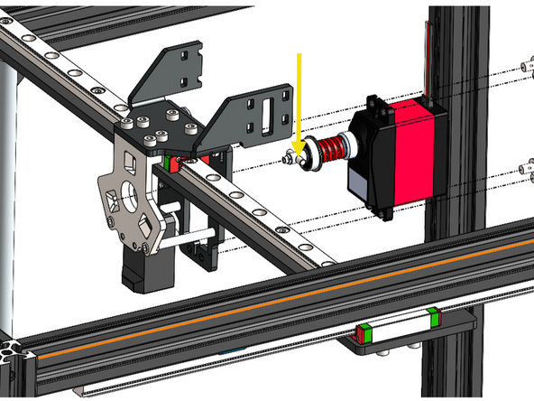 Install the servo mechanism that you built in the previous step onto the Tool Carriage.