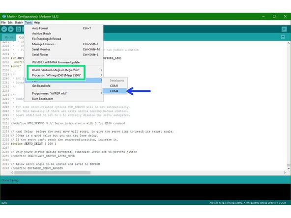 Go to tools and set the port to the COM number that is for the AXIS.